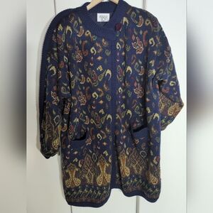 Navy Blue Paisley Blazer with Luxurious Sheen